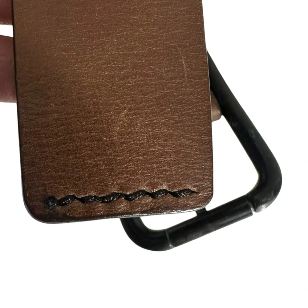Brown Leather Belt with Dark Metal Hardware Men's Size 36/90